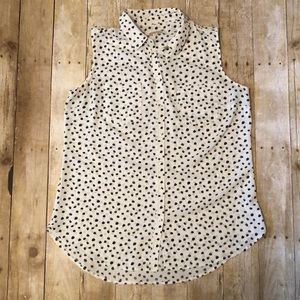 Semi-Sheer Black and White Polka Dot Blouse